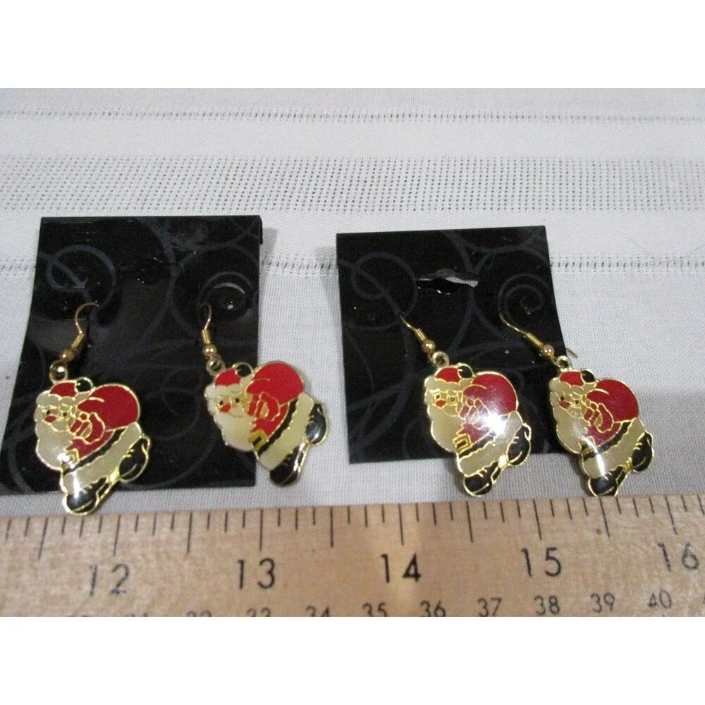 Vtg. 80's NOS Lot of 6 Pair Earrings Cloisonne Enamel Holiday Dangle/Post Mix